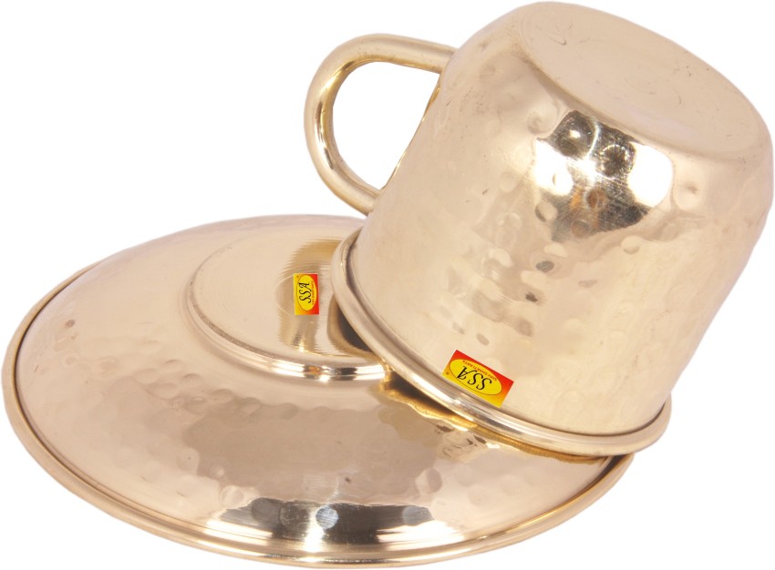 Shiv Shakti Arts Pure Brass Tea Cup And Saucer Set, Pack Of 1 Pcs