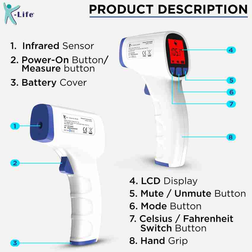 xiTix Infrared Thermometer - Digital Thermometer Forehead - No Contact  Forehead Thermometer - Fever Temperature Machine for Accurate Reading - No  Touch Thermometer for Adults and Kids EP520 Thermometer - xiTix 