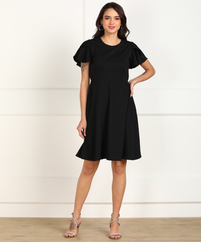 VSkin Women Fit and Flare Black Dress Buy VSkin Women Fit and