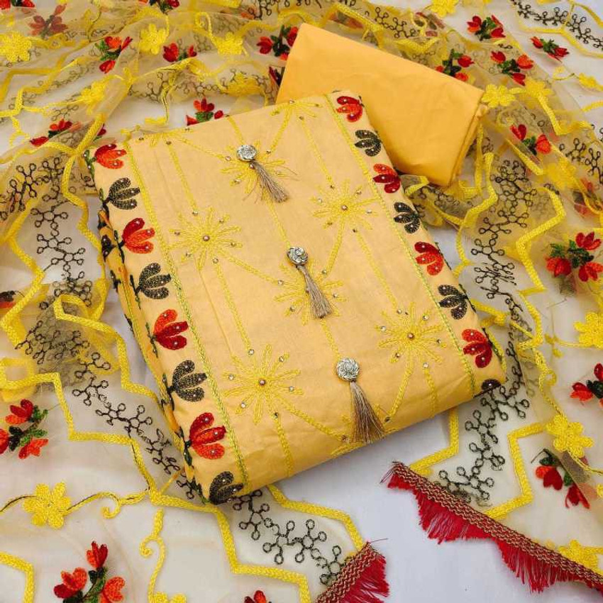 Laxmi Fashion Cotton Embroidered Kurta Churidar Material Price in India Buy Laxmi Fashion Cotton Embroidered Kurta Churidar Material online at Flipkart