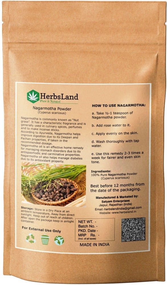 HerbsLand 100 Premium Nagarmotha Nut Grass Powder for Face Skin Care