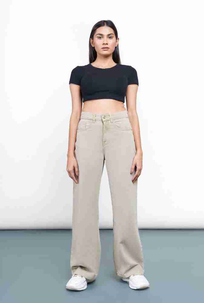 Freakins Flared Women Beige Jeans - Buy Freakins Flared Women Beige Jeans  Online at Best Prices in India