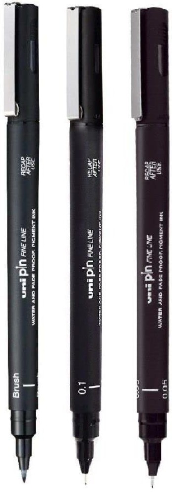 Uni Pin Fine Line Pens 6 Set, Black 