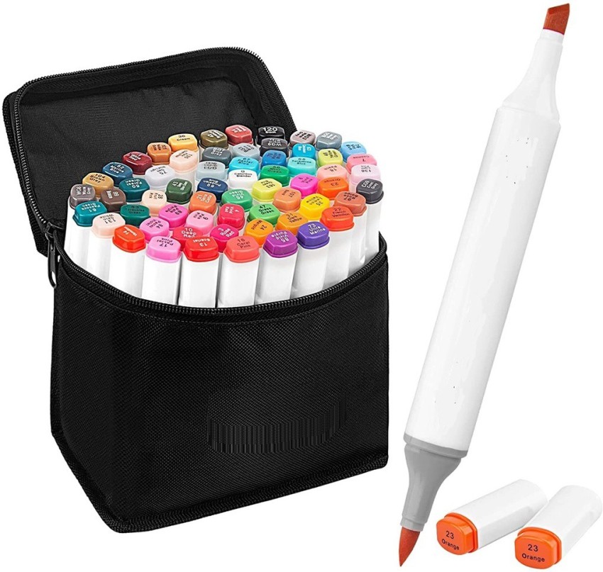 Corslet 60 Pcs Alcohol Markers Pen Set Color Marker Pen Art Dual Marker  (Random Colours) - Markers Pen Set 