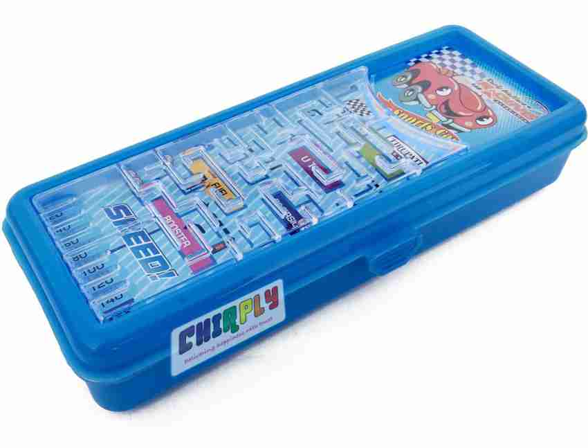 CHIRPLY Pencil Box with Game, Cartoon Pencil Case with  Stencils for School, Birthday Gift for Girls & Boys Art Plastic Pencil Box  - Box