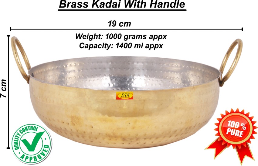 Buy HAZEL Brass Kadai with Kalai  100% Pure Brass Kadhai with Tin