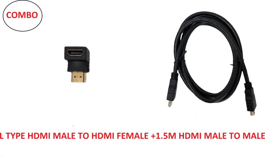 VSDHANDA TV-out Cable L TYPE Male to Female HDMI Connector +1.5 M HDMI CABLE  (COMBO PACK) - VSDHANDA 