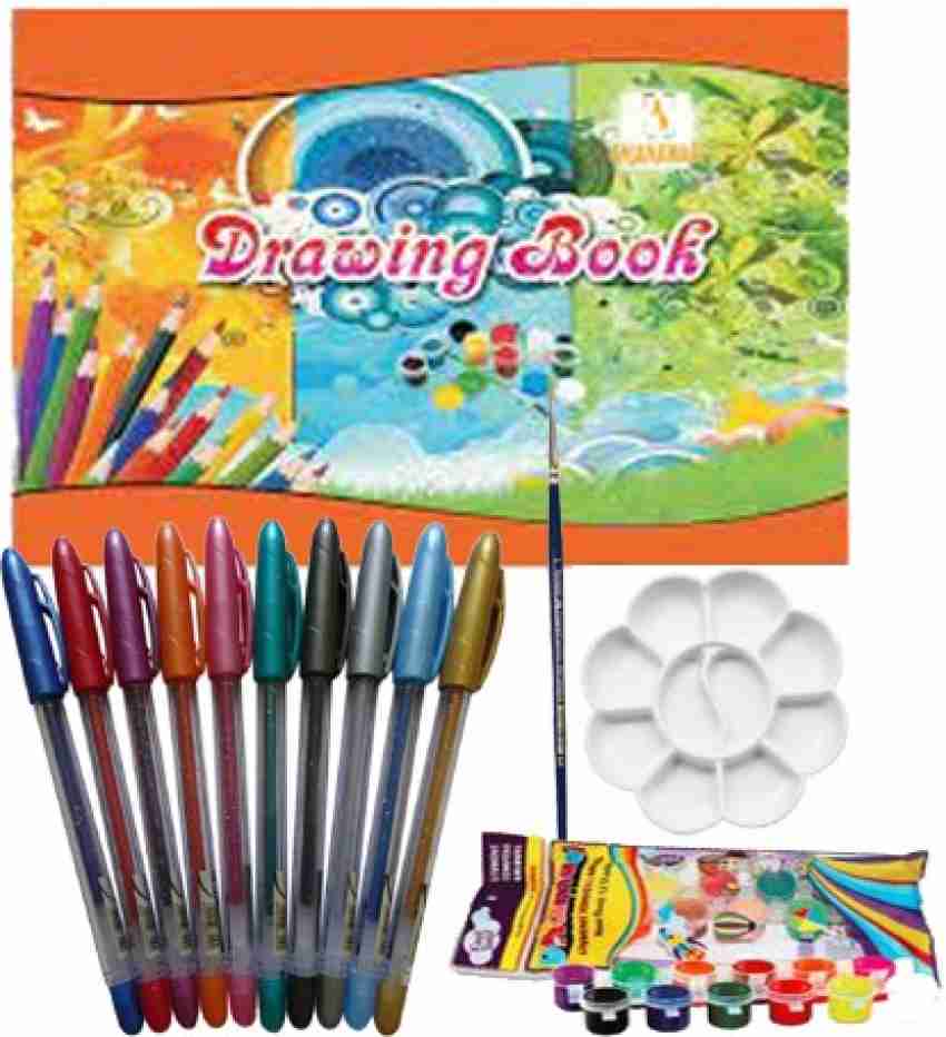  anjanaware Colour Fun Combo Kit, Assorted Items, Gifting  Kit, Drawing Book, Wax Crayons, Pencil, Eraser, Sharpner, Tempera  Colors