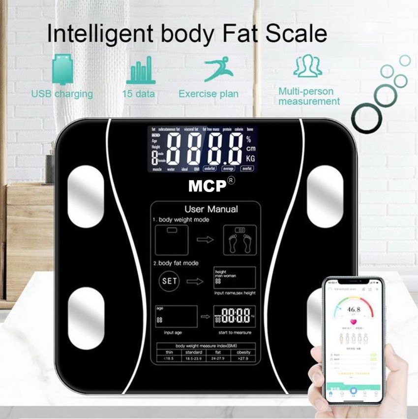 MCP Healthcare Intelligent Bluetooth Body Fat Weighing Analyzer Advance  Technology BMI Scale. BMI Weighing Scale Price in India - Buy MCP  Healthcare Intelligent Bluetooth Body Fat Weighing Analyzer Advance  Technology BMI Scale.
