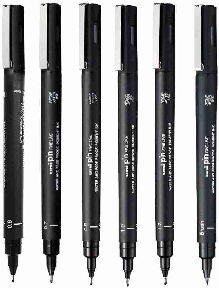 Uni Pin Fineliner Drawing Pen Black 0.03mm Pack of 6 