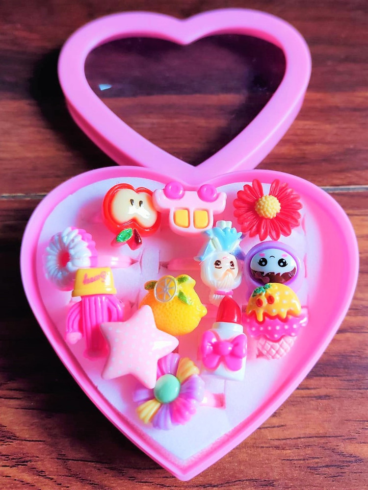 DIVINE 12 plastic kid finger rings for Baby Girls Girls with a