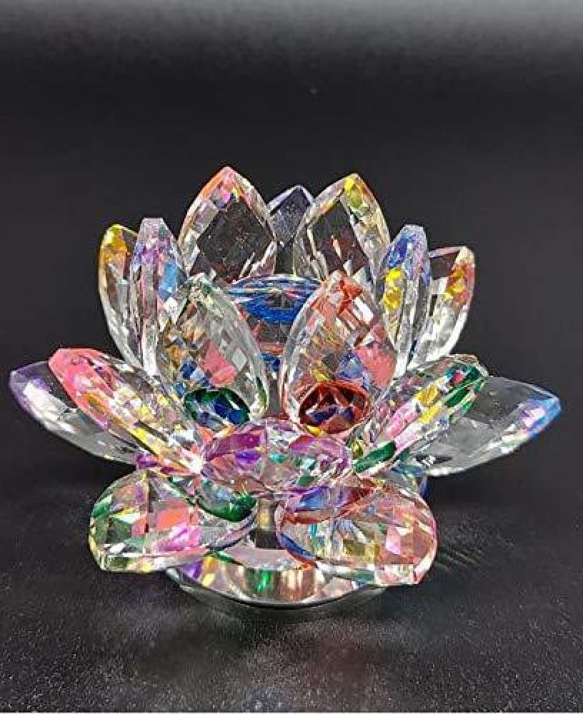 SWISS WONDER Crystal Lotus with Manual Rotating Stand Decorative
