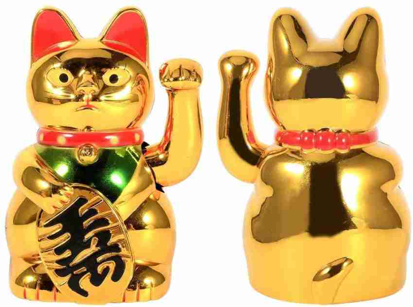 SWISS WONDER Feng Shui Chinese Lucky Waving Gold Cat Decorative
