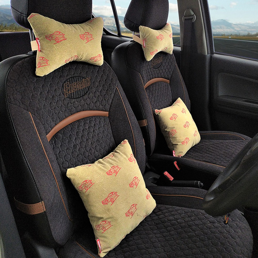 elegant Beige Velvet Car Pillow Cushion for Universal For Car