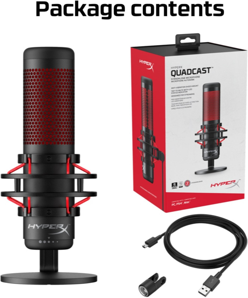 HyperX QuadCast - USB Condenser Gaming Microphone for PC, PS4,Red 