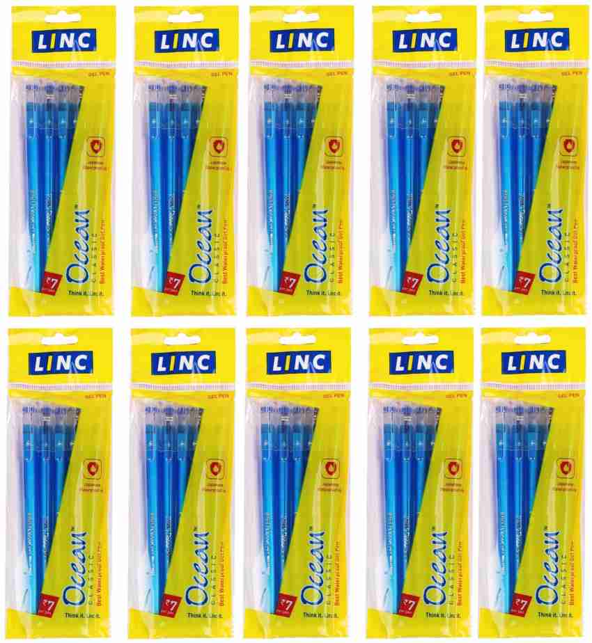 25 Linc OCEAN CLASSIC Gel Pen BLUE| 0.55 mm | Waterproof Gel Ink | textured  Grip