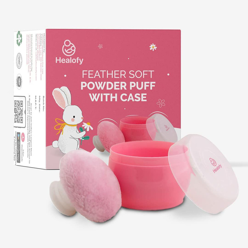 Baby Story Portable Feather Soft Baby Powder Puff with Box Holder