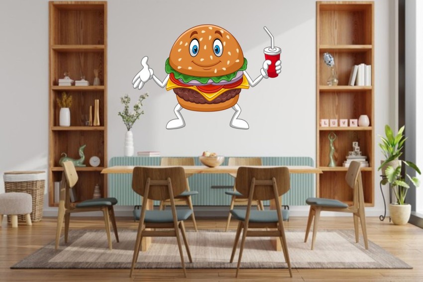 newlovelifecreations 60 cm Smiley burger wall sticker Self Adhesive Sticker  Price in India - Buy newlovelifecreations 60 cm Smiley burger wall sticker  Self Adhesive Sticker online at