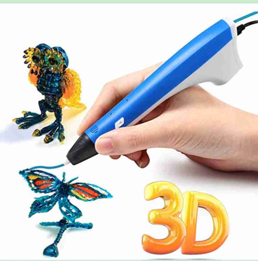 3D Printing Pen, 3D Pen v.2 with LCD, for Doodling, Art & Craft Making, 3D  Modeling and Education, Comes with Stencil Printout & 30 Grams 1.75mm ABS  Filament (Blue) 