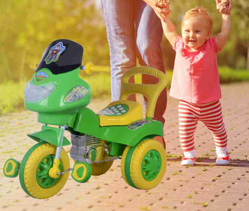 Miss Chief by Flipkart TOYSPHERE VICTOR HEAVY DUTY GREEN BIGGEST WHEELS SAFEST music lights TOYSHPHERE VICTOR GREEN SAFEST TRICYCLE FOR