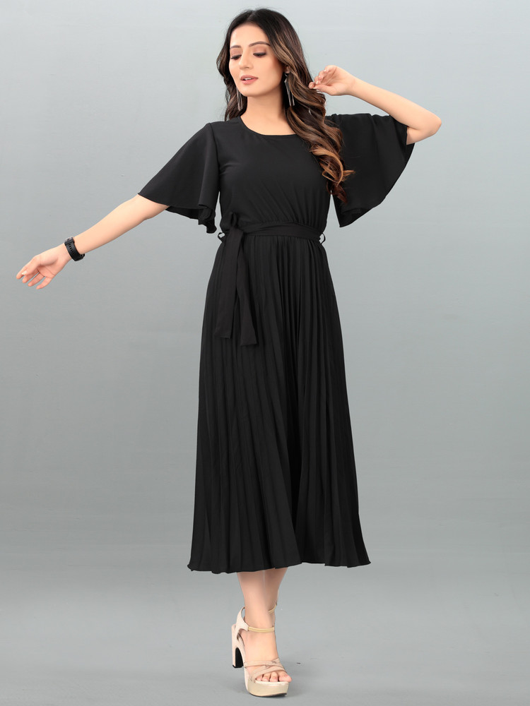 H and m store black pleated dress