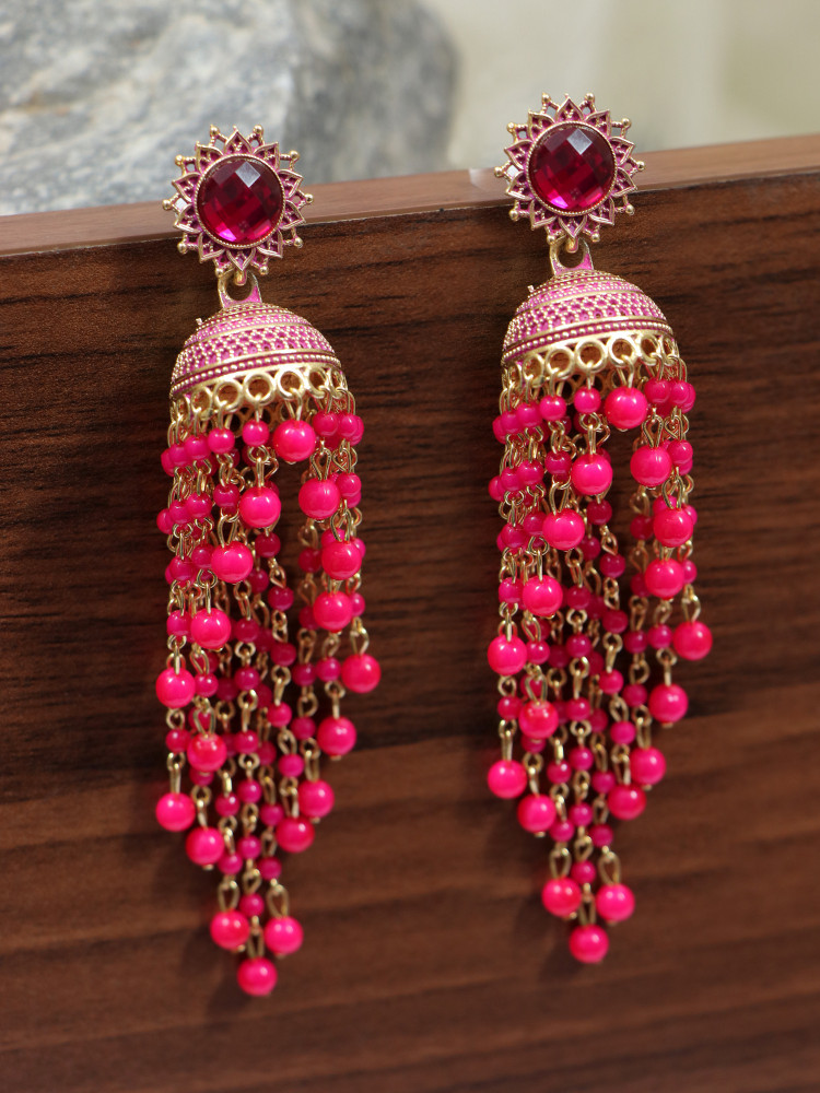 Long colourful earrings sale