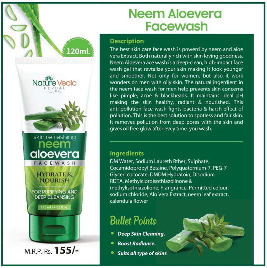 Nature Vedic Skin Whitening Ubtan Neem Aloevera Facewash Combo