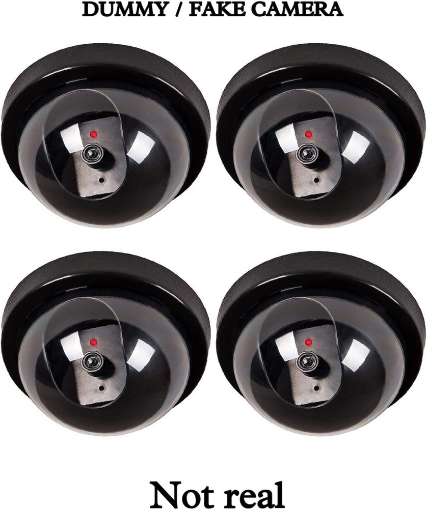 RAJJA 4 Pcs Dummy CCTV Dome Camera with Blinking Red LED Light for