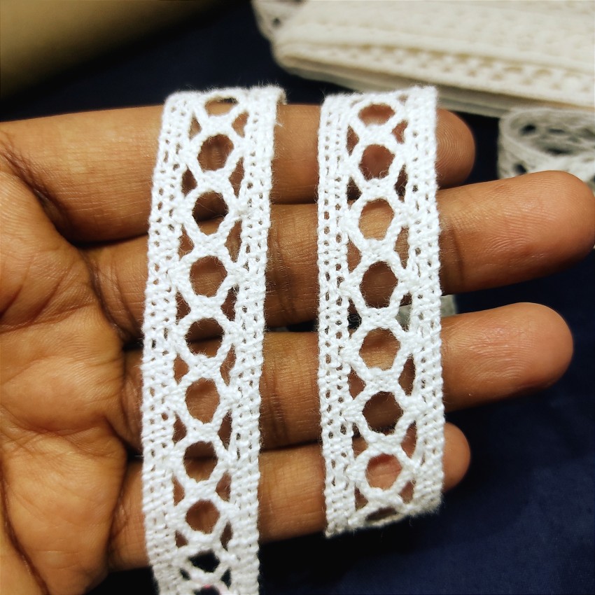 Emrish White Cotton Crochet Regular Lace Border Material Qty 9 Meter Lace  Reel Price in India - Buy Emrish White Cotton Crochet Regular Lace Border  Material Qty 9 Meter Lace Reel online
