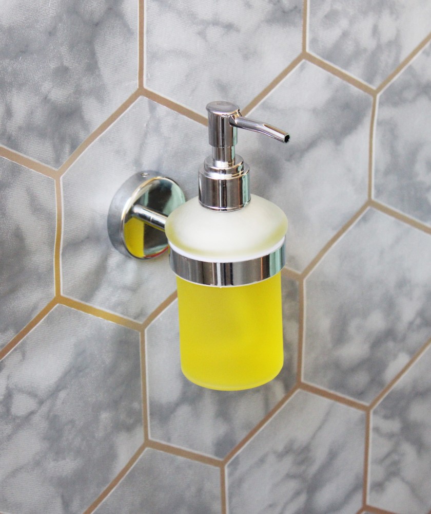 HEXA GOLD 304 SS Stand Glass Liquid Soap Dispenser for Bathroom & Wash Basin  Hand wash 200 ml Liquid Dispenser Price in India - Buy HEXA GOLD 304 SS  Stand Glass Liquid