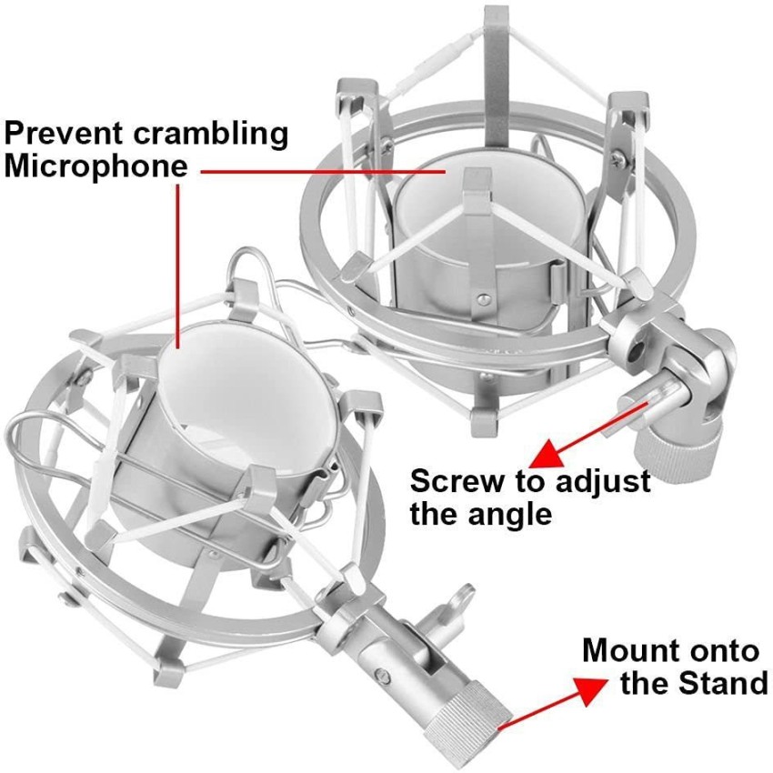 SJYDQ Metal Shock Mount Stand Microphone Suspension Shockproof Mic Holder  Clip Bracket (Color Silver)並行輸入 現金特価
