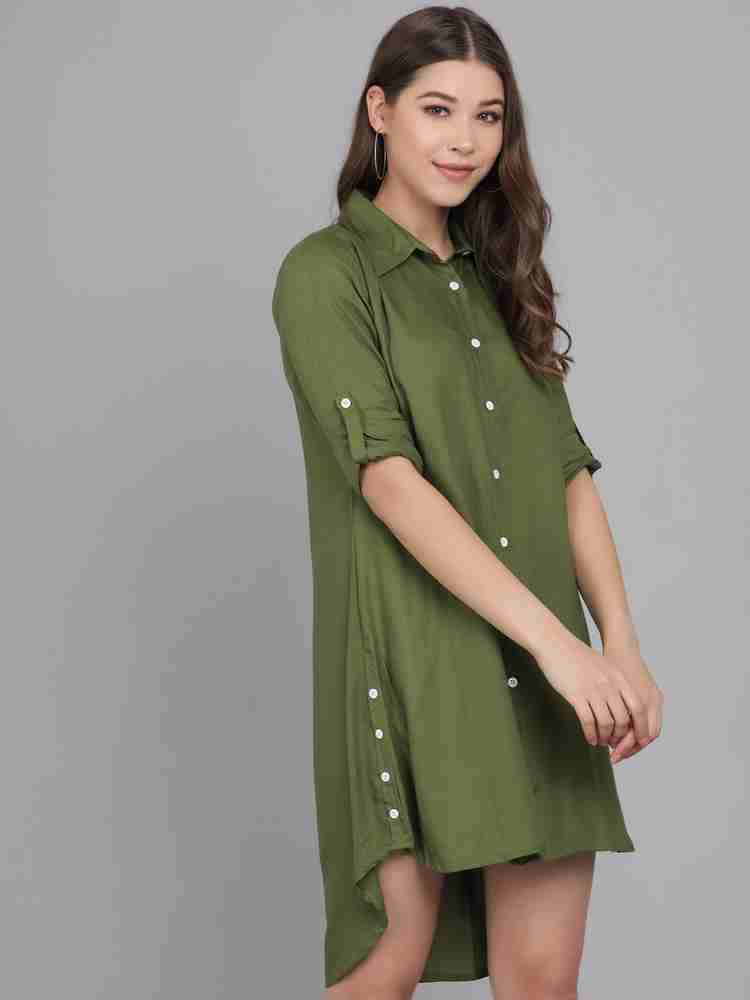 Olive green button up dress new arrivals