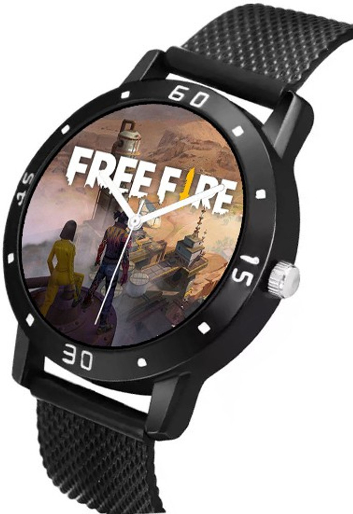 Bluemont New Stylish Black Free Fire Printed Watch Printed Watch