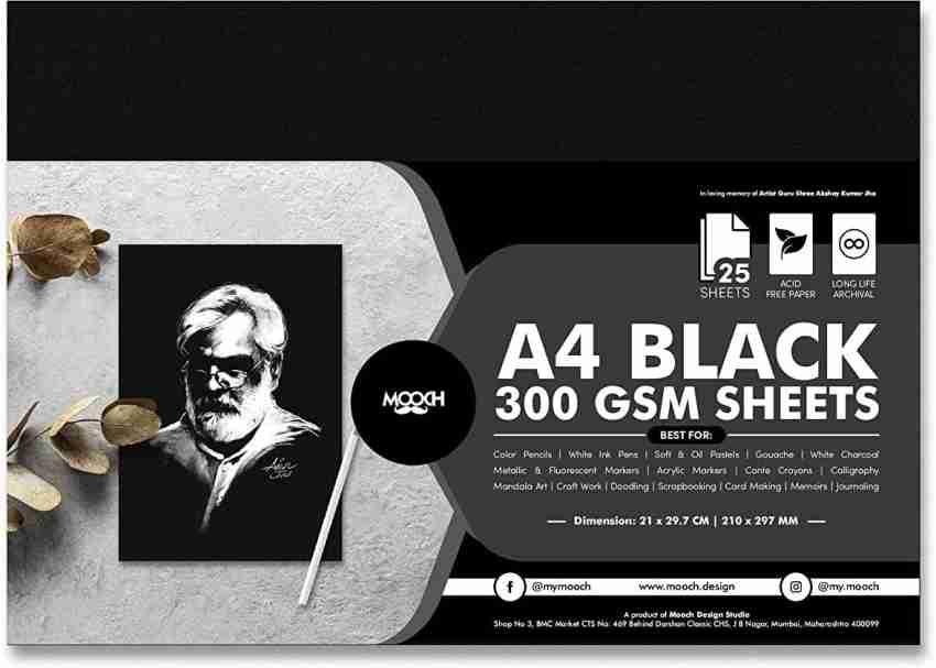 MOOCH Black Sheets for Sketching Art Note Book, 300 GSM Paper (Pack of 25,  A4 Size) Sketch Pad Price in India - Buy MOOCH Black Sheets for Sketching  Art Note Book, 300