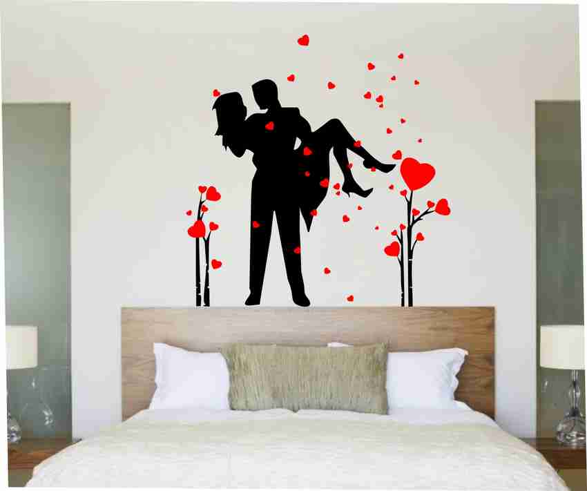 Sahaj D cor 91 cm Romantic Love Couple Wall Sticker For Bedroom