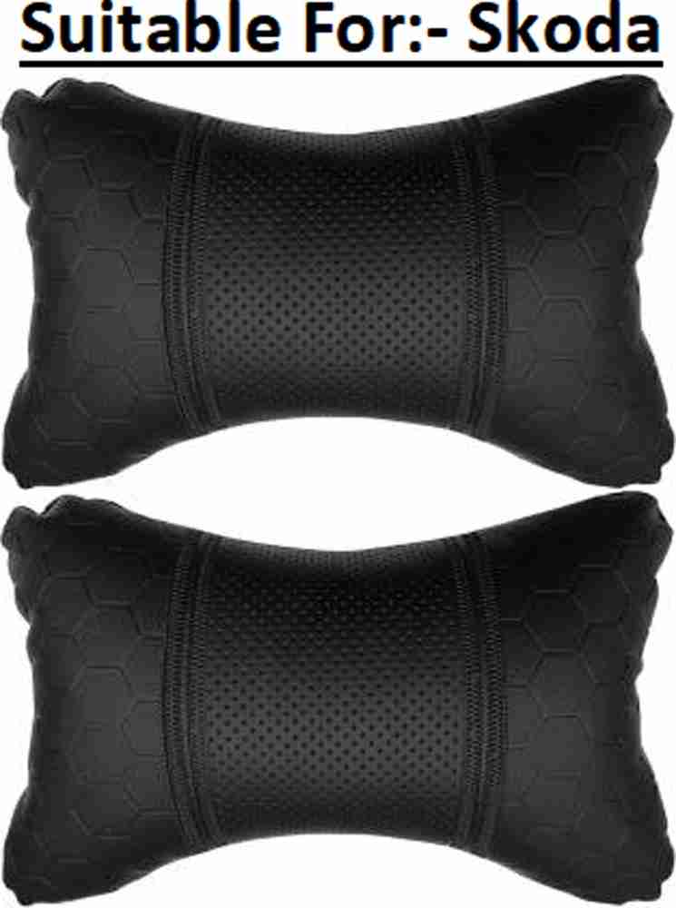 RONISH Black Leatherite Car Pillow Cushion for Skoda Price in