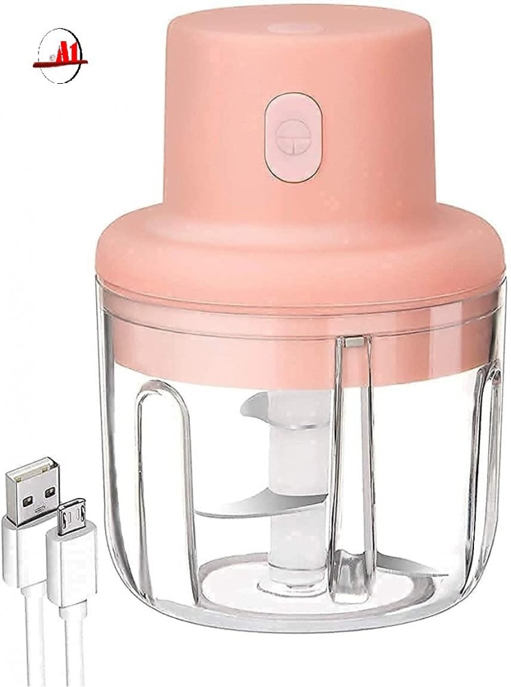 Kitchen Food Grinder, 250ml Large Capacity, Pink Color, Small Size, Electric  Masher For Garlic, Home-use Crush, USB Charging Type