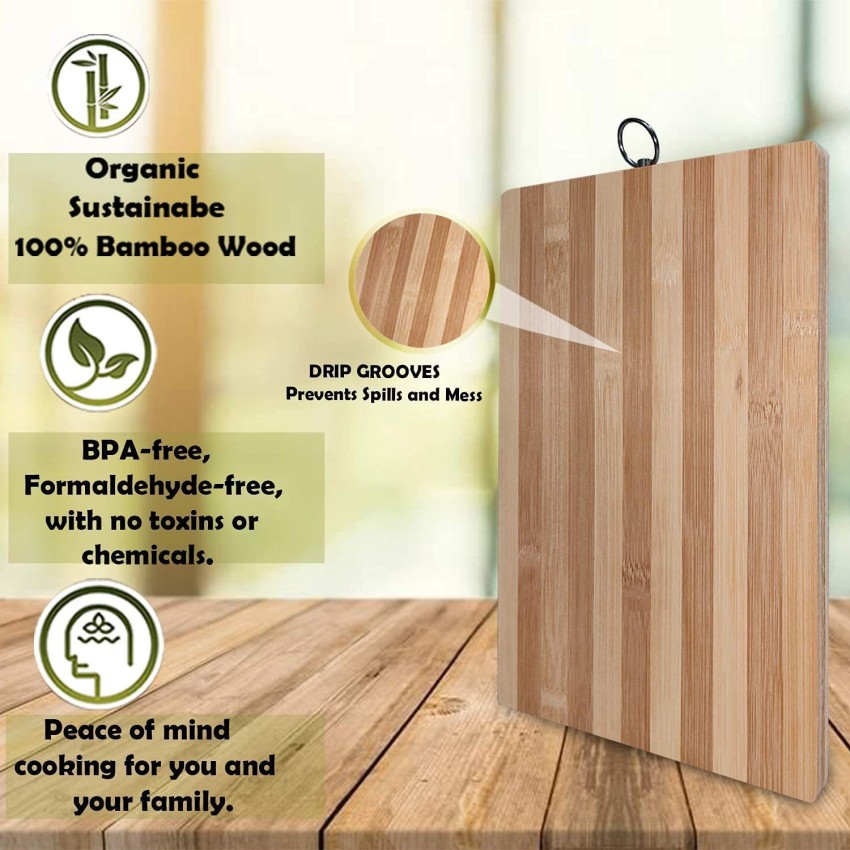 Rusabl Bamboo Chopping Board / Vegetable Cutting Board for Kitchen wit