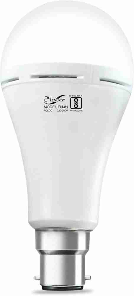 24 ENERGY Inverter Bulb 9 Watt Rechargeable Emergency LED Bulb for Home B22 4 hrs Bulb Emergency Light