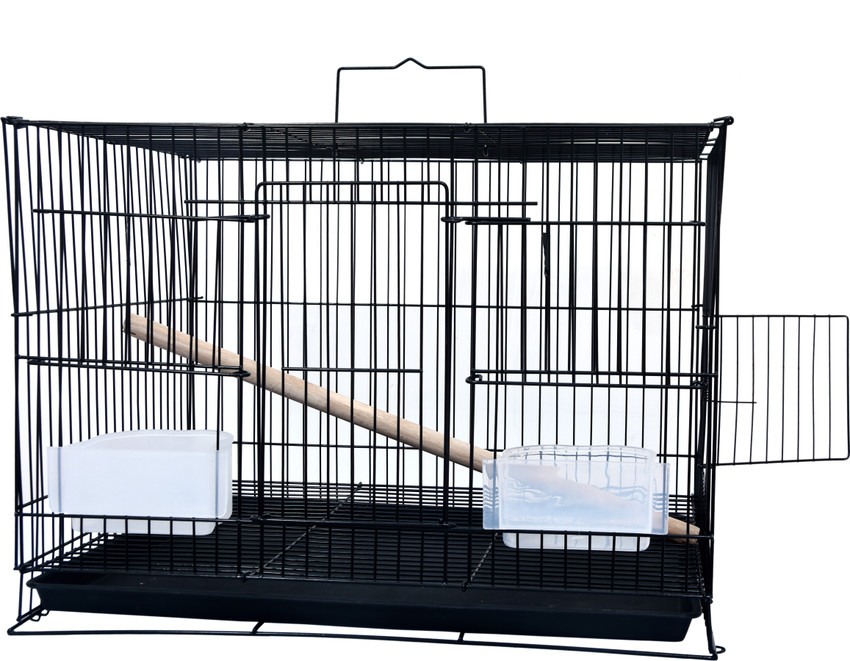 Animaux 1.5 FEET BLACK with Handle Two Feeder Bowls Wooden