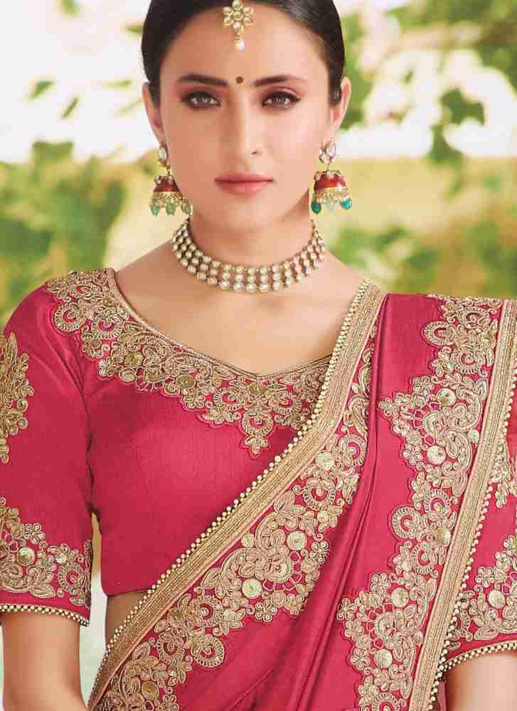 Buy Vinayak Textile Embroidered Bollywood Silk Blend Pink Sarees Online @  Best Price In India