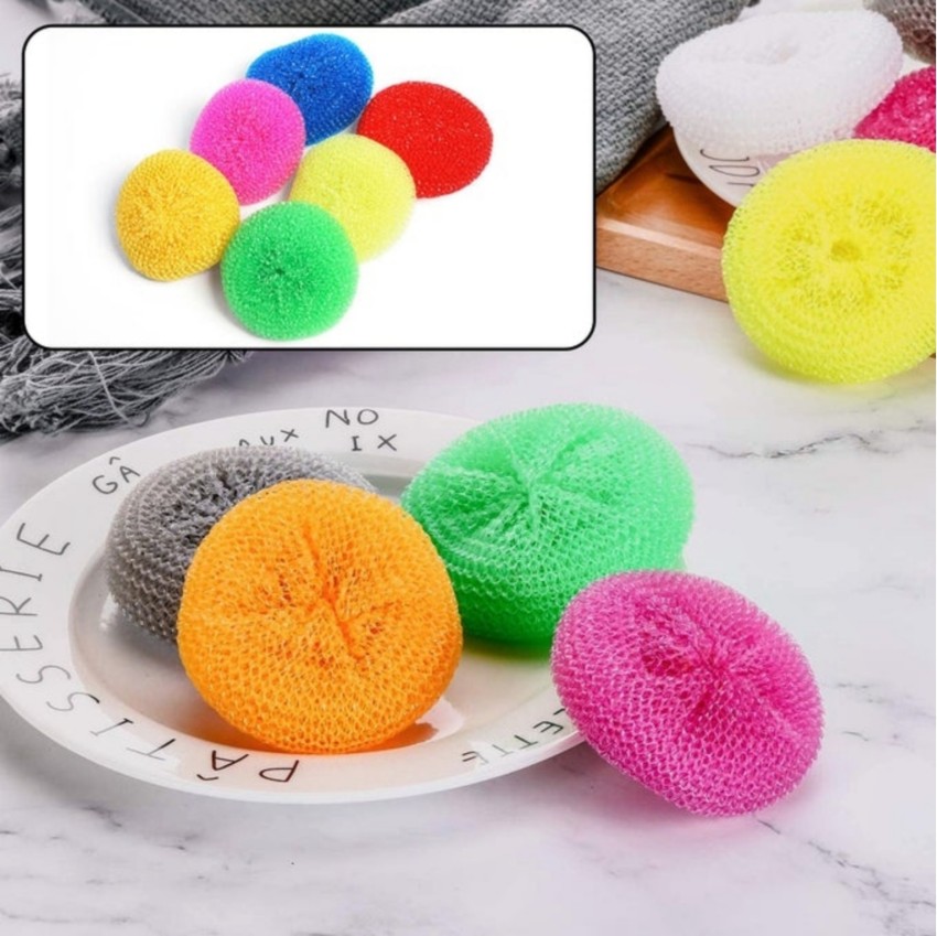 Plastic Dish Scrubbers for Dishes Plastic Pot Round Scrubber Scouring Pad  Nylon Dish Scrubber, Poly Mesh Scouring Dish Pads Non Scratch Scrubbers