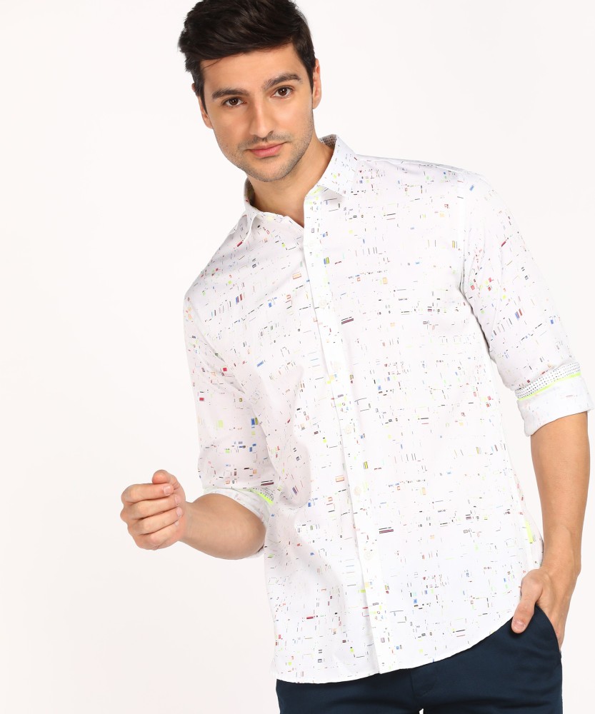 Printed Dot White Dress Shirt