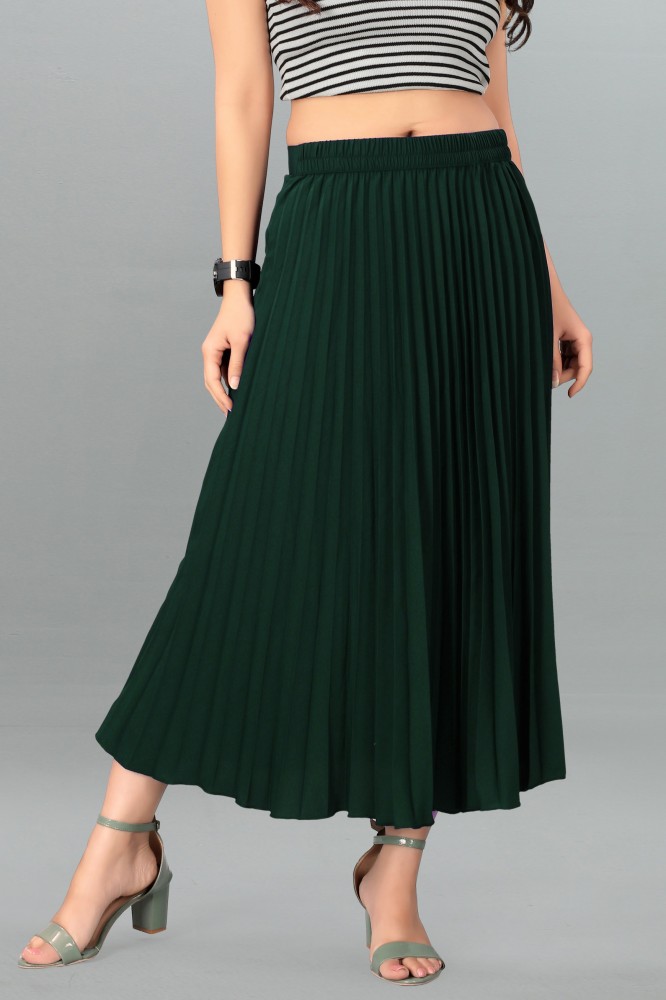 Dark green pleated skirt best sale