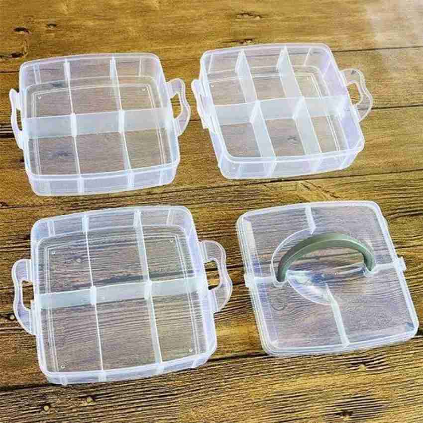 vepson 3 Layers 18 Grid Plastic Transparent Jewelry Storage Box Portable Jewelry  Box Accessories for Earrings Ring (Square Shape) Jewelry Vanity Box Jewelry  Vanity Box (Multicolor) Storage Box Price in India 