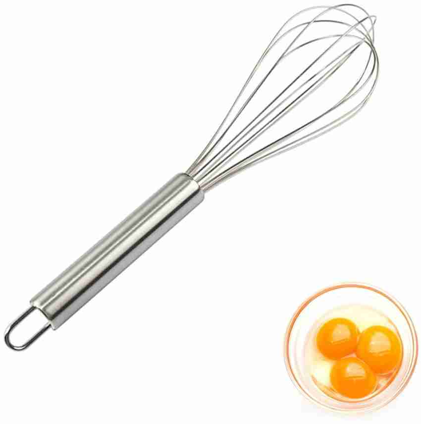 1pc 11 Inch Stainless Steel Egg Whisk, Simple Long Handle Egg Beater For Kitchen  Baking