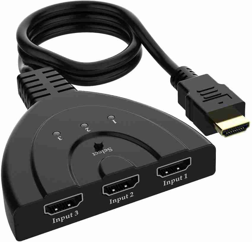 HDMI Switch 4K, VILCOME 3 Port HDMI Switcher 3x1 HDMI Splitter Hub 3 in 1  Out with Pigtail Cable Supports 4K 3D HD 1080P for Xbox PS4 Roku HDTV