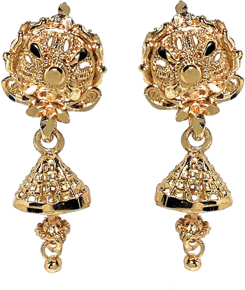Flipkart Buy Vivity Traditional Jhumka 22k Gold Plated South indian Temple Drops Danglers Jhumki Brass Copper Jhumki Earring Online at Best Prices in India