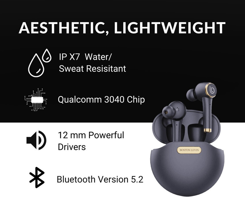 Boston Levin Storm Pods Bluetooth Wireless Ear Buds with 6 8 Hour