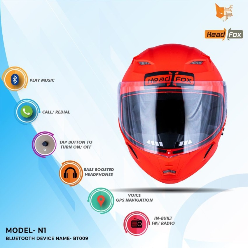 Head fox RTR Smart Bluetooth N1 RED Motorbike Helmet Buy Head